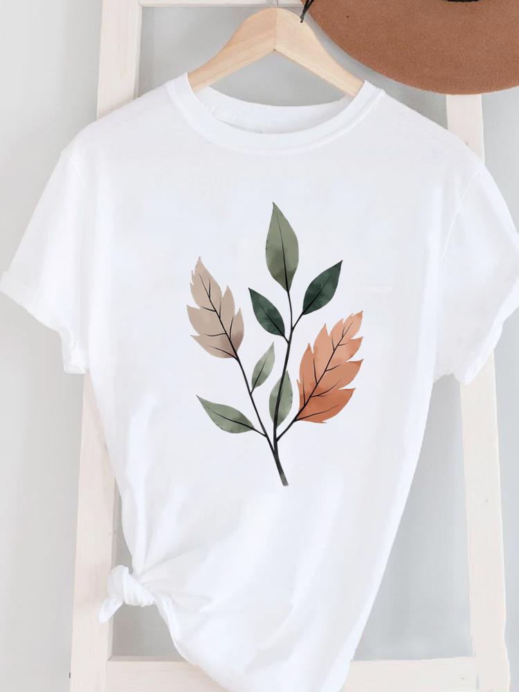 (Asian Size) Short Sleeve Women's Top T Female Print  Fashion ladies O-neck Casual trend lovely flower cute Clothing  Graphic Tee T-shirts