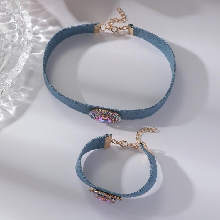 Statement Denims Blue Collar Bracelet Earrings Fashionable Jewelry Accessories Casual Party Wear Set for Women Girls