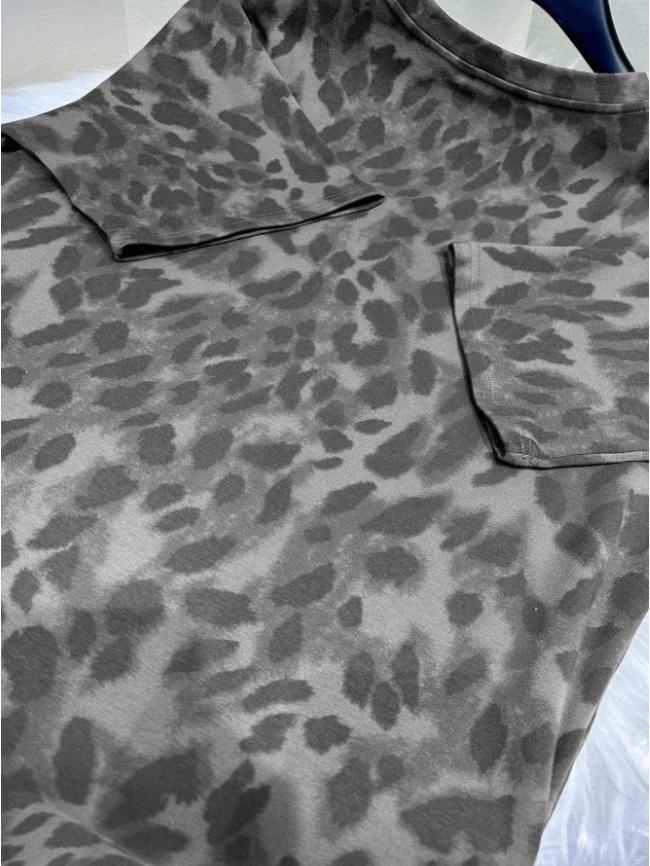 Leopard Print Loose Korean Style Short Sleeve Women's Top