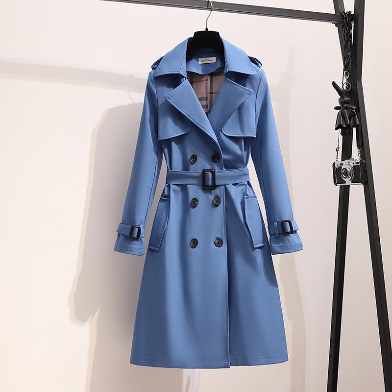 Women's Korean-Style Mid-Length Trench Coat - 2022 Autumn/Winter British Slim Fit Outerwear