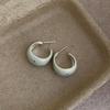 Silver Needle Enamel Polka Dot Stud Earrings - Chic C-Shaped High-End Jewelry for Women.