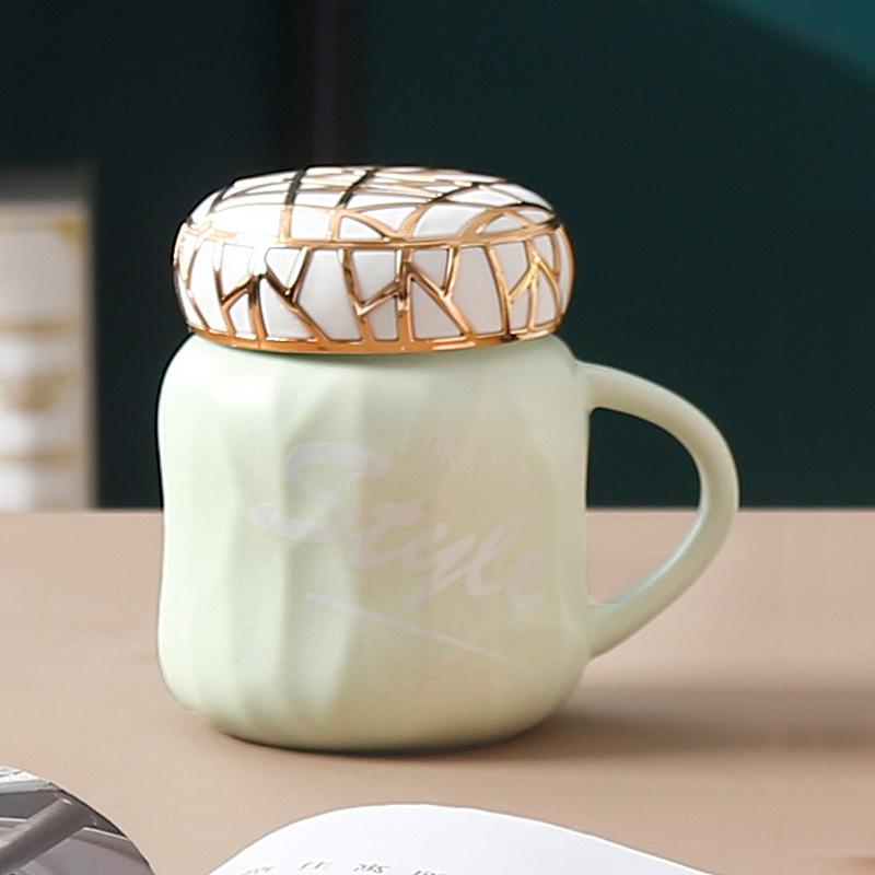 Creative ceramic bird's nest cup with lid high value trend personalized cup men's and women's gifts coffee milk drinking cup