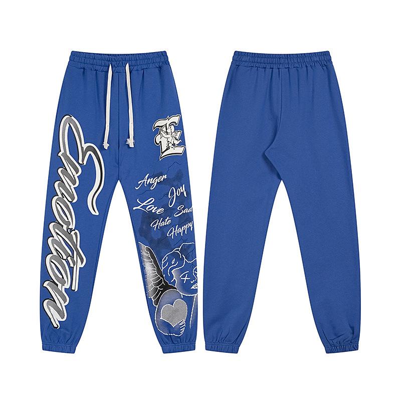 Unisex Rhinestone Zipper Hooded Cardigan & Sweatpants Set with Letter Print.