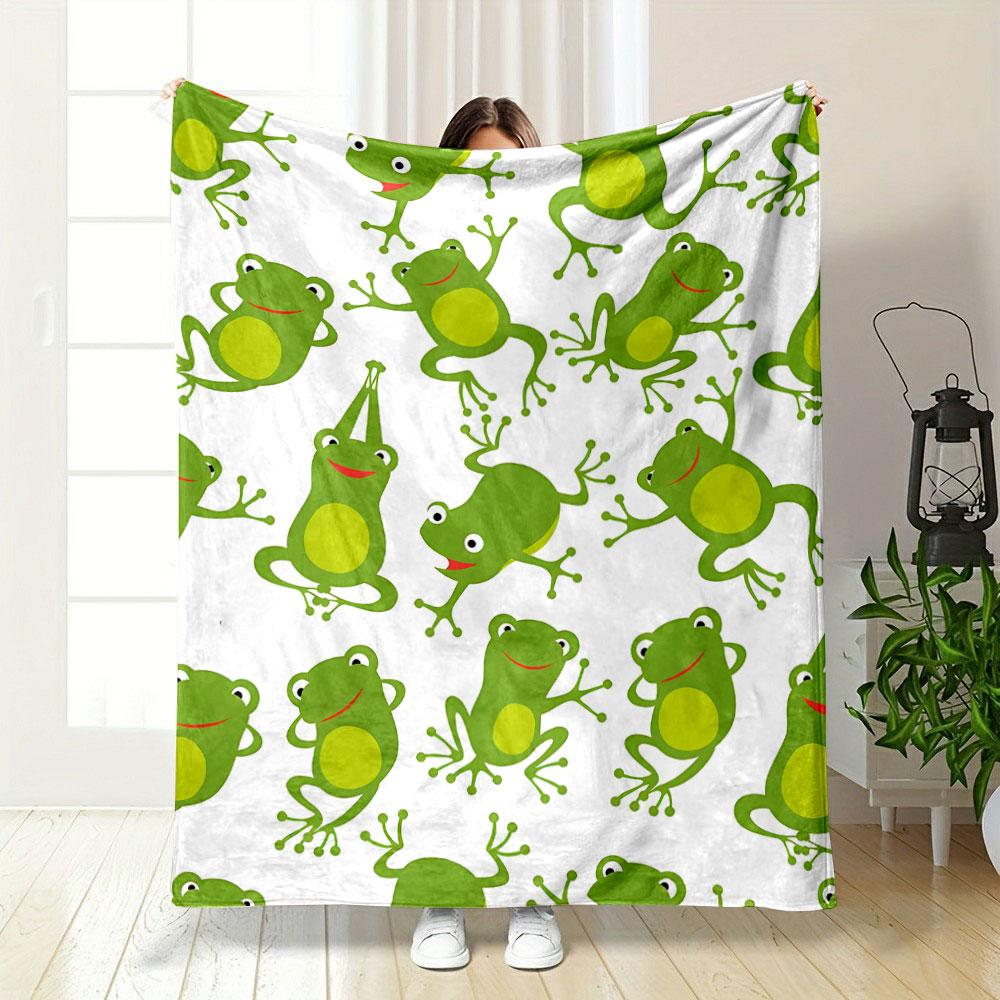 Cute Green Frogs Blanket bedroom Blanket for Livingroom Couch lunch break Soft throw for Friend's festival Gift
