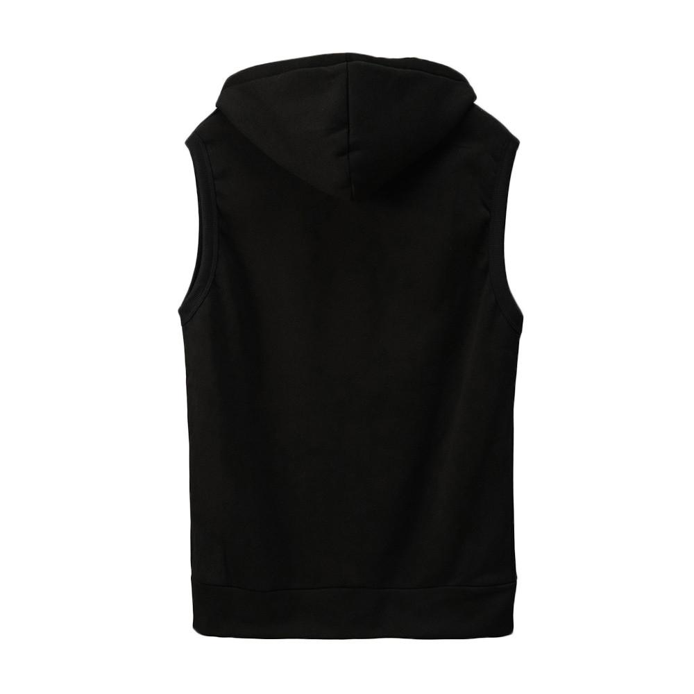 Fashion Solid Men Hooded Sleeveless Waistcoat Slim Jacket Blouse Tops Shirt