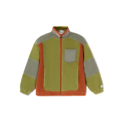 Giacca Casual Ampia Color-Block Serie Wuxing Li Ning in Finta Lana d'Agnello Giacca Unisex Verde Muschio Verde Erba Marrone Mumbai AWDRF33-2