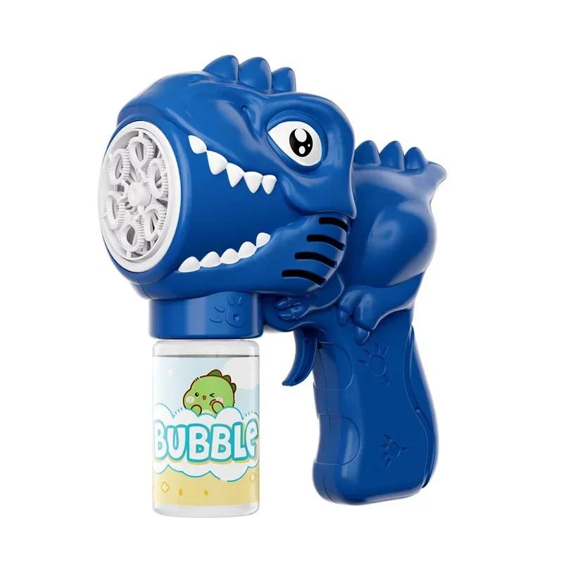 6-hole Dinosaur Bubble Machine Automatic Soap Blower Electric Bubble Gun with Light Fully Automatic Bubble Gun Outdoor Game Toy