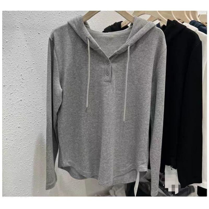 Women S Solid Color Hooded Long Sleeve Loose Fit Autumn Basic Top