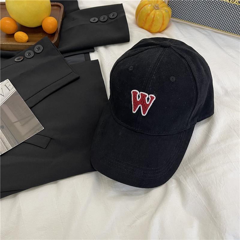 Letter baseball cap women's wide brim big head circumference black cap fashion couple retro face hat