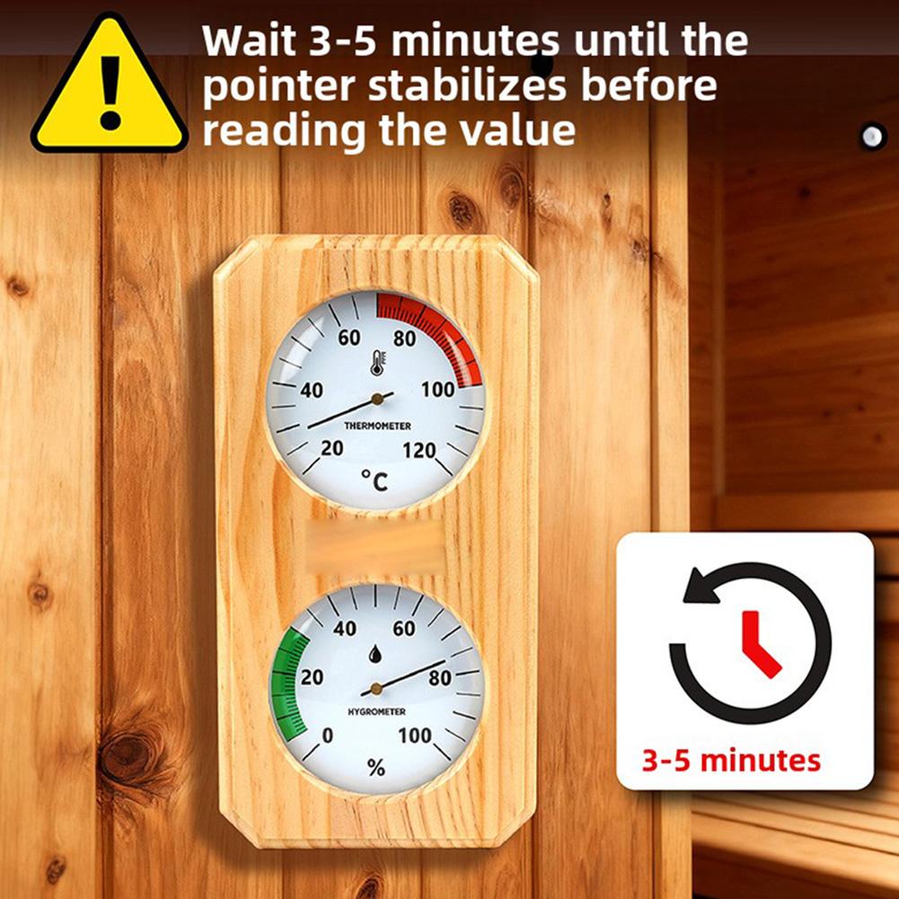 2 In 1 Wooden Sauna Room Thermometer Hygrometer Dual Monitoring High Accuracy Temperature Reading Easy-to-Read Scale Monitor