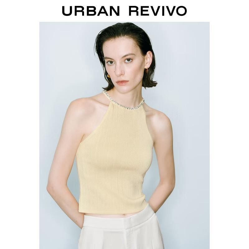 UR 2025 Summer Modern Rhinestone Sleeveless Knit Top