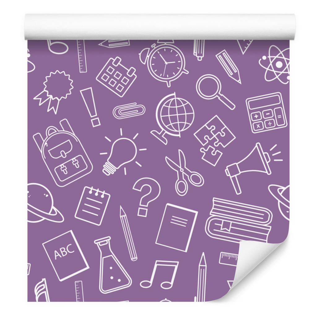 Wallpaper School Supplies Purple and Lavender, Purple Background 50x1000