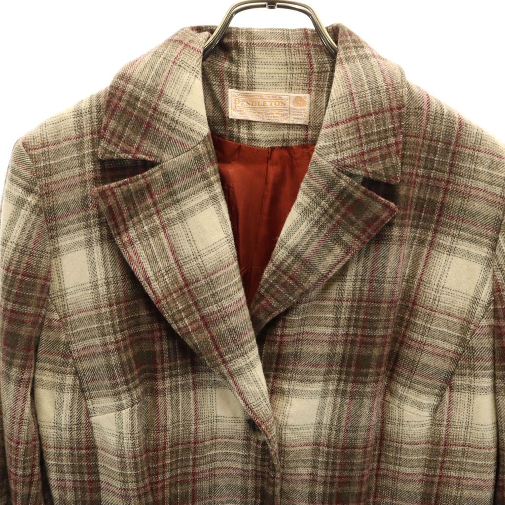 PENDLETON 70s Made In USA Wool Vintage Check Pattern Tailored Jacket 12 Women Used