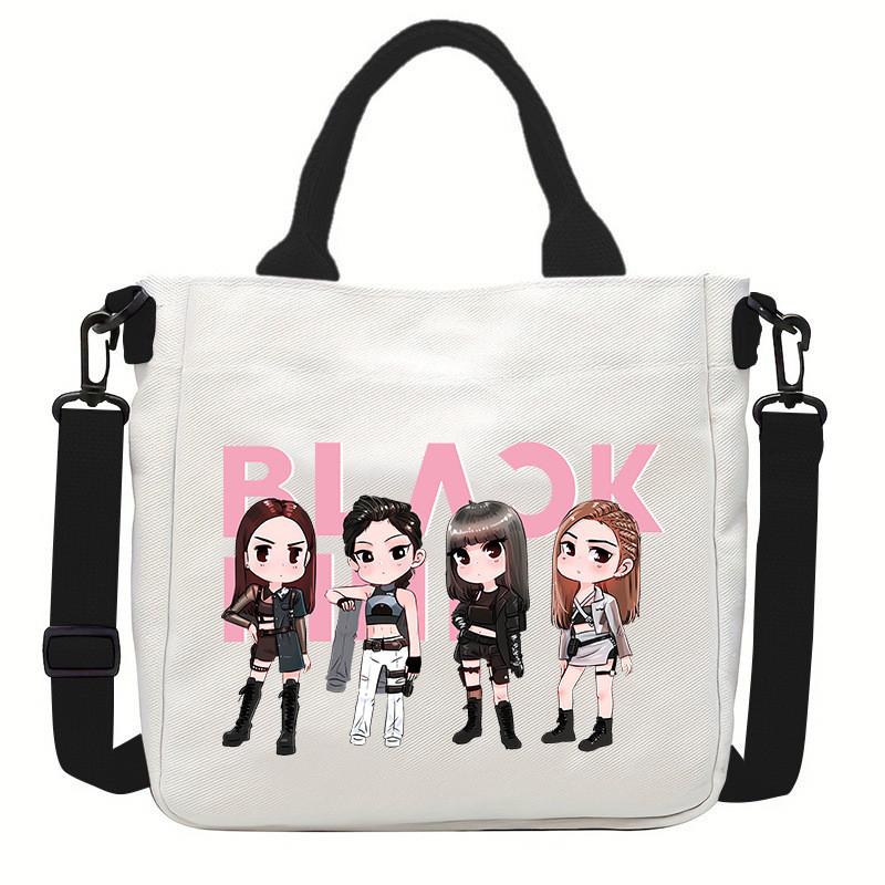 Rose Lisa Jennie Jisoo Printed Crossbody Bag Casual Canvas Shoulder Bags