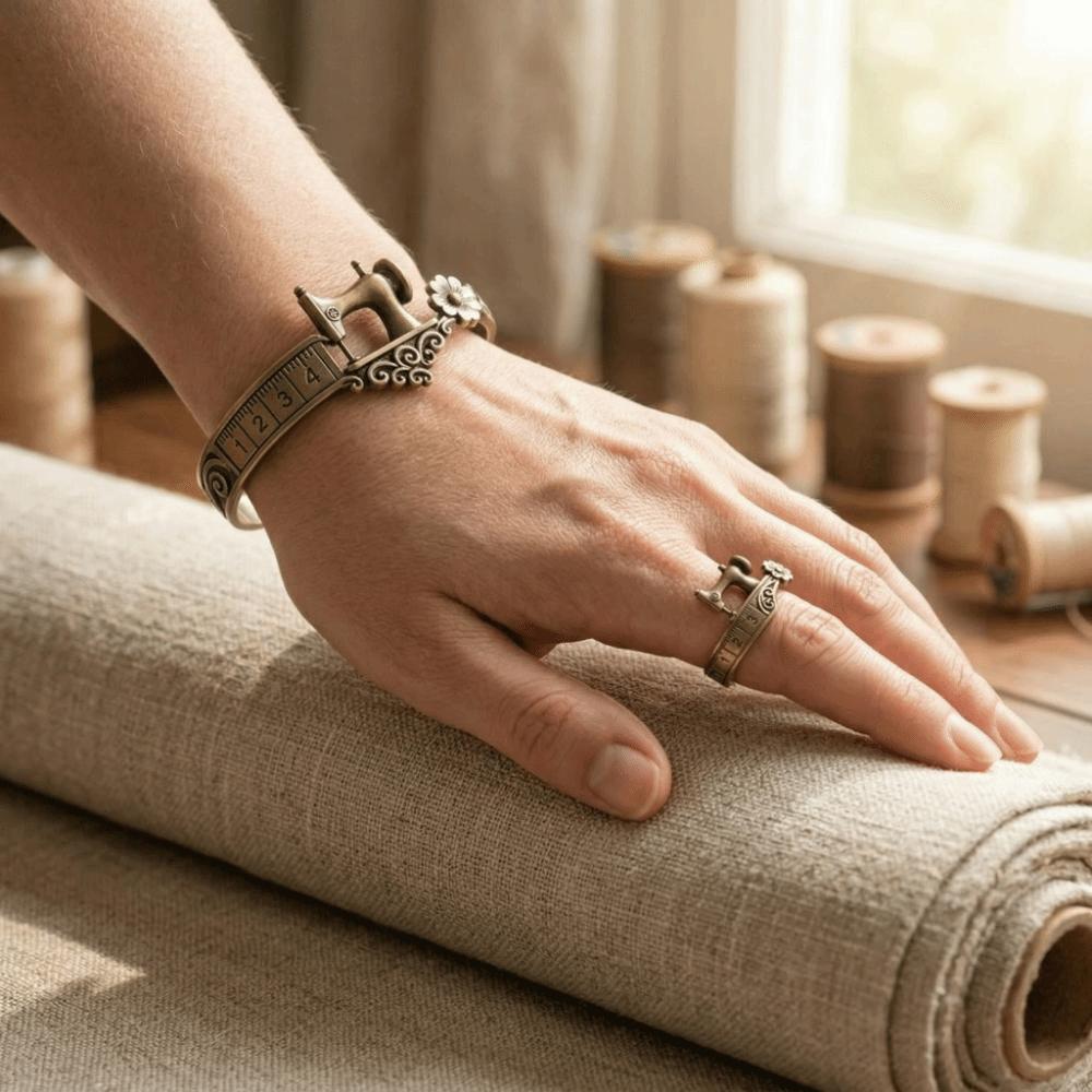 Elegant Adjustable Cuff Bracelet Metal Finger Ring Gift Sewing Machine Bracelet Special Occasion