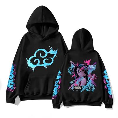 Y2k Arcane Jinx Roztomilé anime s kapucí mikina Harajuku Kawaii Mikina s dlouhým rukávem Kreslené fleecové oblečení Moletom Móda Mikiny a mikiny Dámské