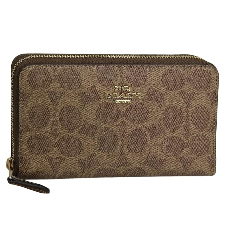 

[coach] wallet ladies round zipper long wallet outlet brand medium round zip wallet signature canvas CW781 (TAN×BROWN/Brown) [product]