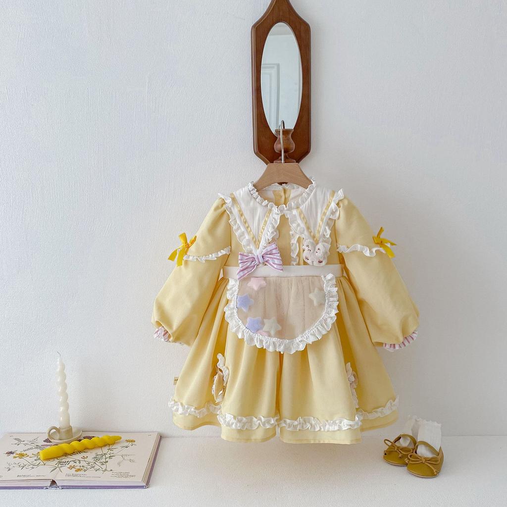 Girls Spring 2024 New Cartoon Lolita Princess Dress Children's Foreign Style Trouser Dress Dress