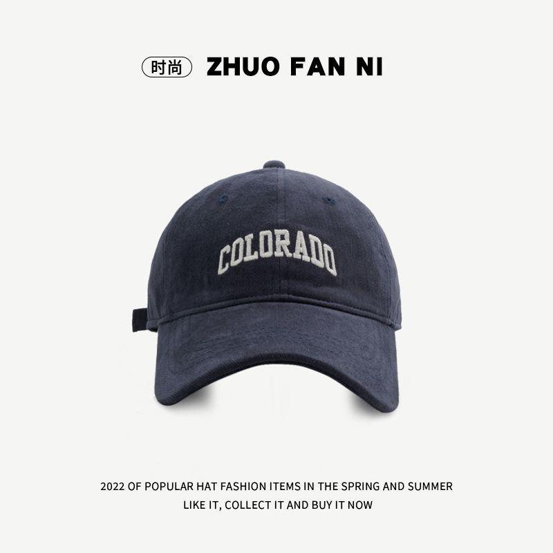 Small face big head circumference peaked cap women's embroidery spring and summer widened big brim big face baseball cap hat men's ins