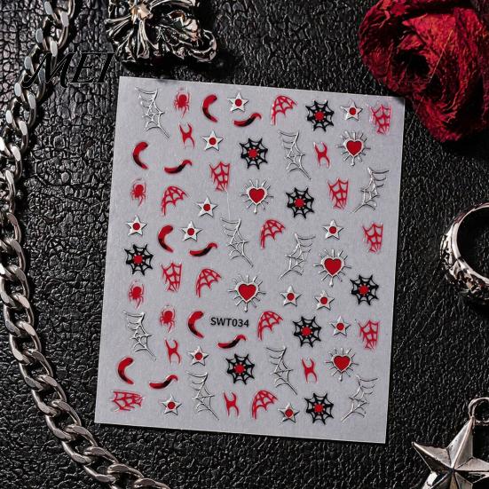 Easy Application Nail Art for Novices Halloween Stickers, Glitter Gothic Bat Decals, Creative DIY Consumables Self-Adhesive Accessories Women