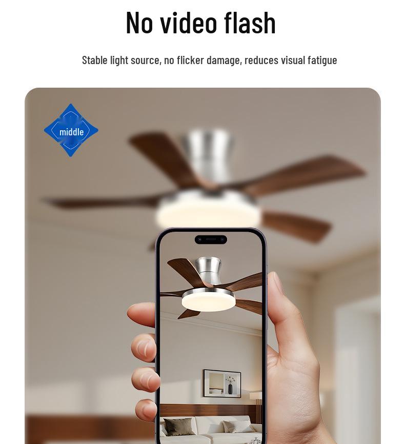 Walnut Retro Ceiling Fan Light with Straight Blades, Mid-Century Style for Bedroom or Restaurant