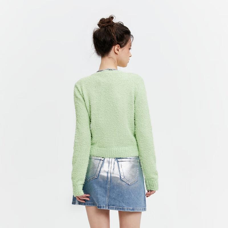 ONLY Women's 2024 Spring Button Round Neck Slim Knit Sweater