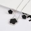 Top Quality Women Girls Five Leaf Flower Set Necklace Earrings Fashion Luxury Natural Stone Shell Set High Quality Zircon Gifts