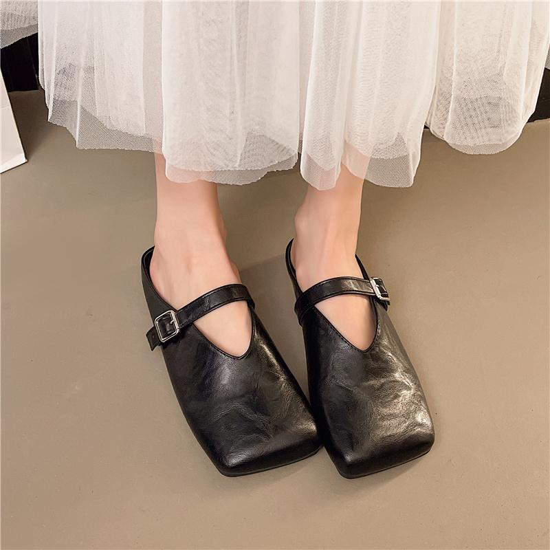 Women's Slippers Flat Sole Cover Toe Square Toe Ladies Shoes Dress Daily Commute Summer Lazy People Zapatillas De Mujer