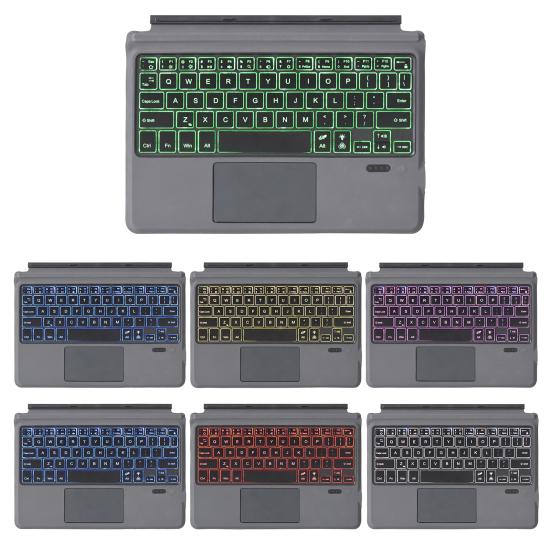 Tablet Keyboard & Protective Case Black Wireless Bluetooth-compatible Keyboard with Colorful Backlight Plastic Tablet Protector for Microsoft Surface