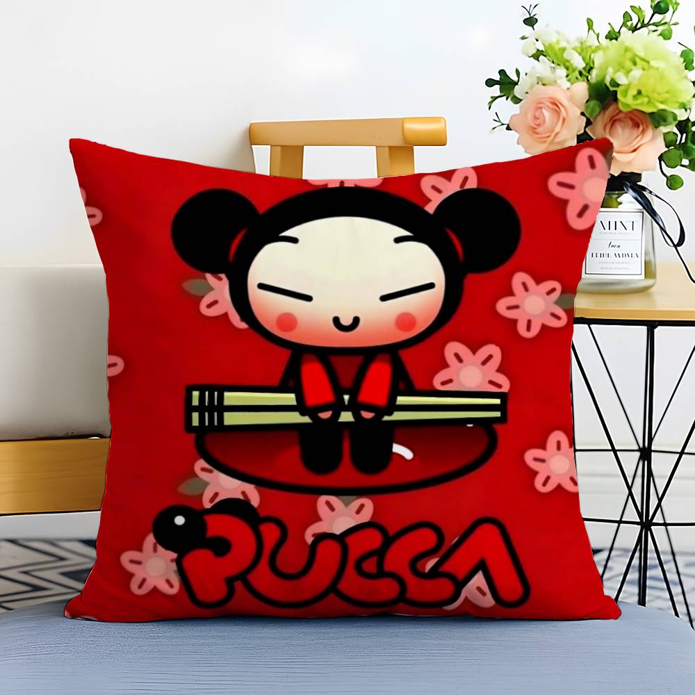 Anime P-Puccas Pillow Case Anti-dustmite Pillowcase Invisible Zipper Silky Short Plush Sofa Cushion Cover