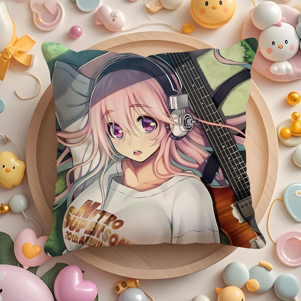 S-SUPER Anime S-SONICO Poszewka na poduszkę do domu i samochodu, wielofunkcyjna - Dwustronna, Miękka i Trwała do codziennego użytku