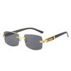 Personalized Leopard Head Retro Metallic Style Sunglasses Men's and Women's Square Frameless High-end UV Resistant Glasses