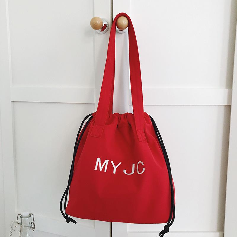 Large-capacity bag women's new summer versatile shoulder bag drawstring lazy wind college student class bag