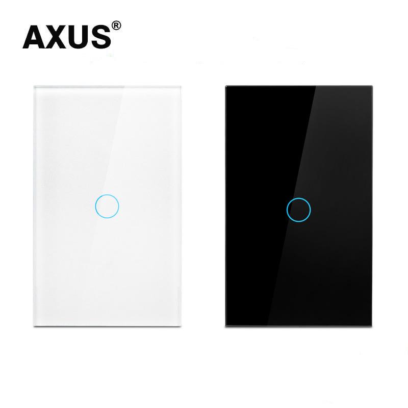 AXUS Touch Switch Wall Light Switch Luxury Crystal Tempered Glass EU US Standard Panel AC110-250V  1/2/3 Gang LED Button