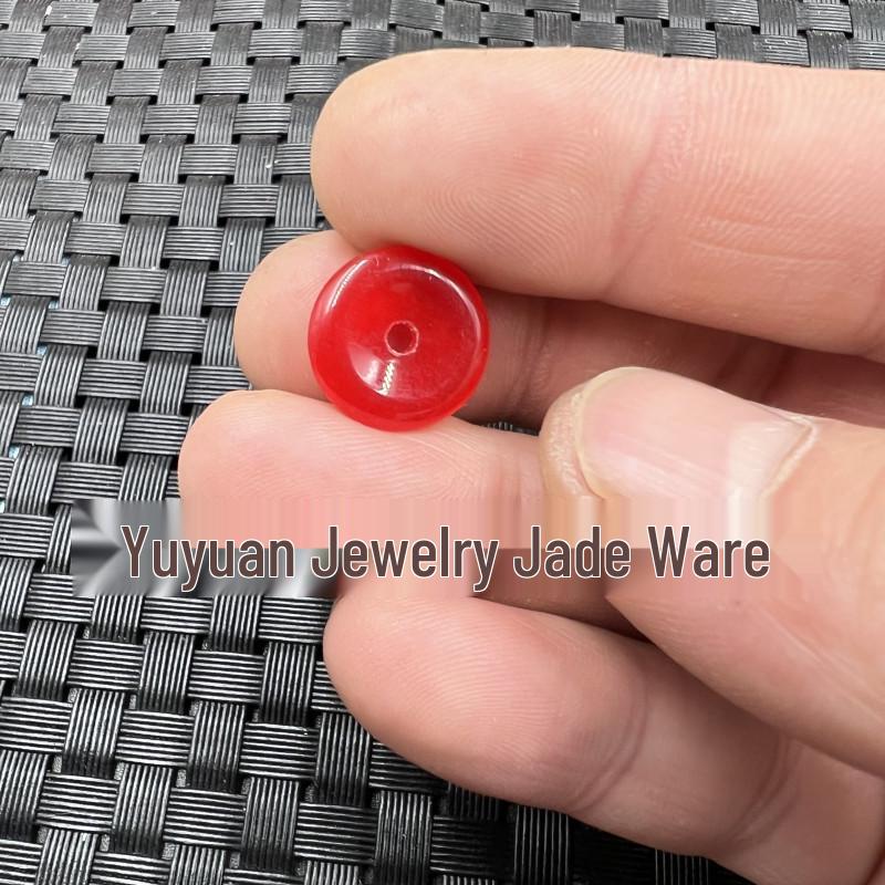 Red Quartzite Jade Coin Buckle Pendant for Bracelet, Anklet, or Car