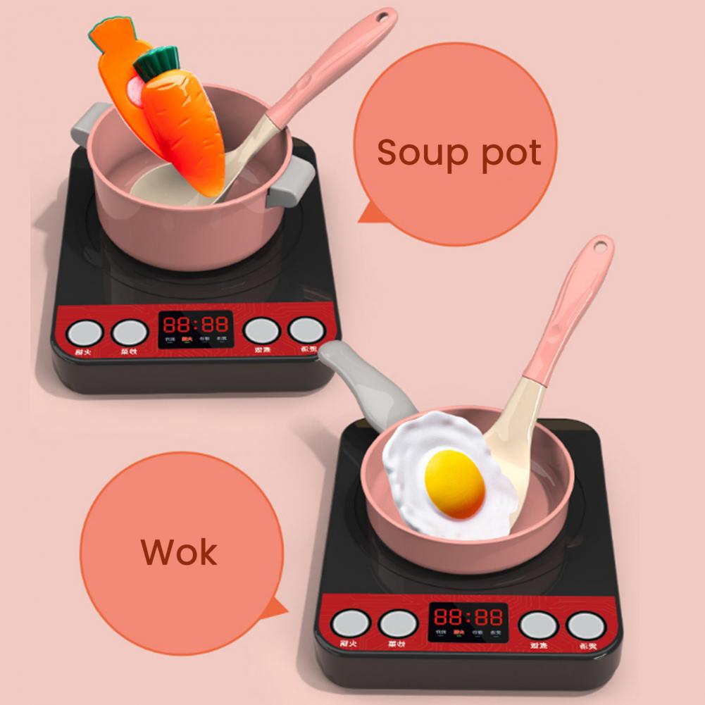Kitchen Play Set Play House Toys Induction Cooker Playset With Realistic Sounds Kids Kitchen Accessories Set With For Toddlers