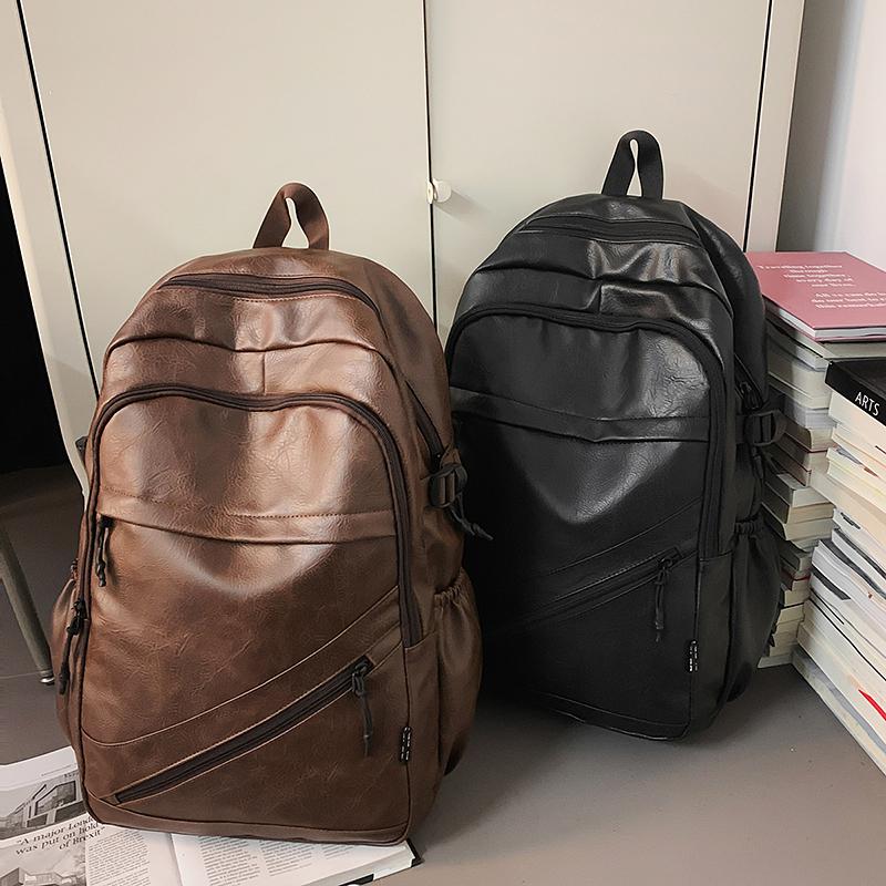 Business Men's PU Backpack Computer Backpack Student Large Capacity Schoolbag