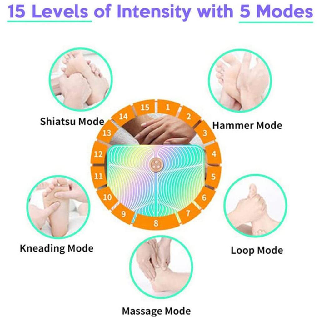 Electric Foot Massager Mat EMS Physiotherapy Pad, 6 Gears 9 Intensities Feet Wireless Muscle Massage for Leg Shaping Relax and Pain Relief