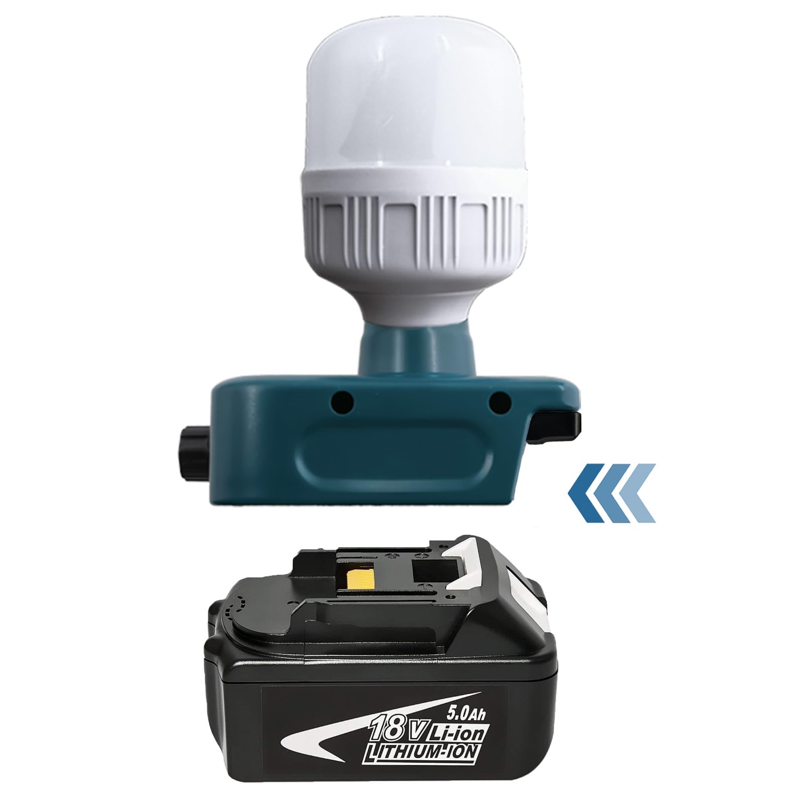 

LED Work Light with E27 Base, 150-1300LM, Cordless, Adjustable Light, E27 Base Adapter, Compatible with Makita 18V, Ideal for Outdoor Activities,