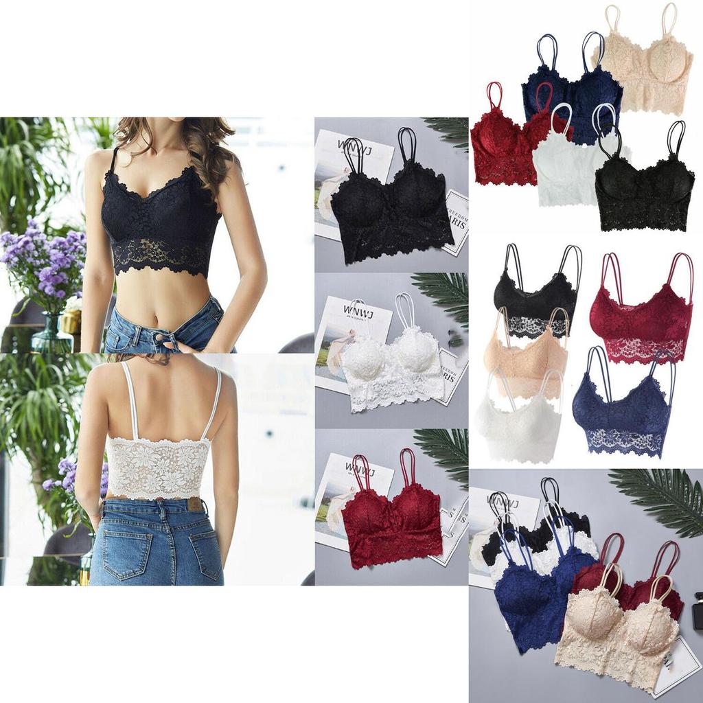 Women's Backless Lace Floral Bralette Crop Top With Padded Comfort**