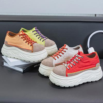 8cm Height Increasing Spring Summer Casual Shoes Women Chunky Sneakers Soft Comfortable Colorful Sweet Ladies Mesh Shoes Breathable