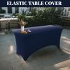6 Ft Stretch Fitted Tablecloth Elastic Tablecloth With Leg Pockets Festive Table Decorations (Dark Blue)