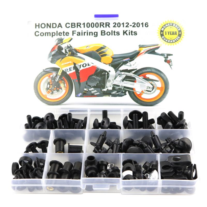 Passend für Honda CBR1000RR CBR 1000RR 2012 2013 2014 2015 2016 Kompletter Vollverkleidungs-Schraubensatz Schrauben Verkleidungsclips Unterlegscheiben Stahl