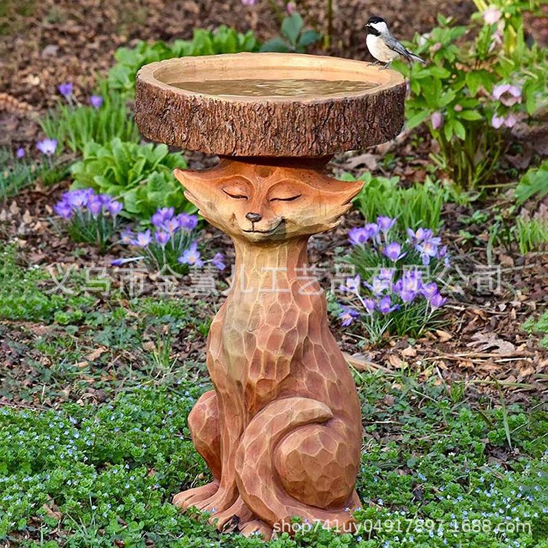 Grenzüberschreitende Gartendekoration: Waschbär & Vogel Harzfigur Wasserornament