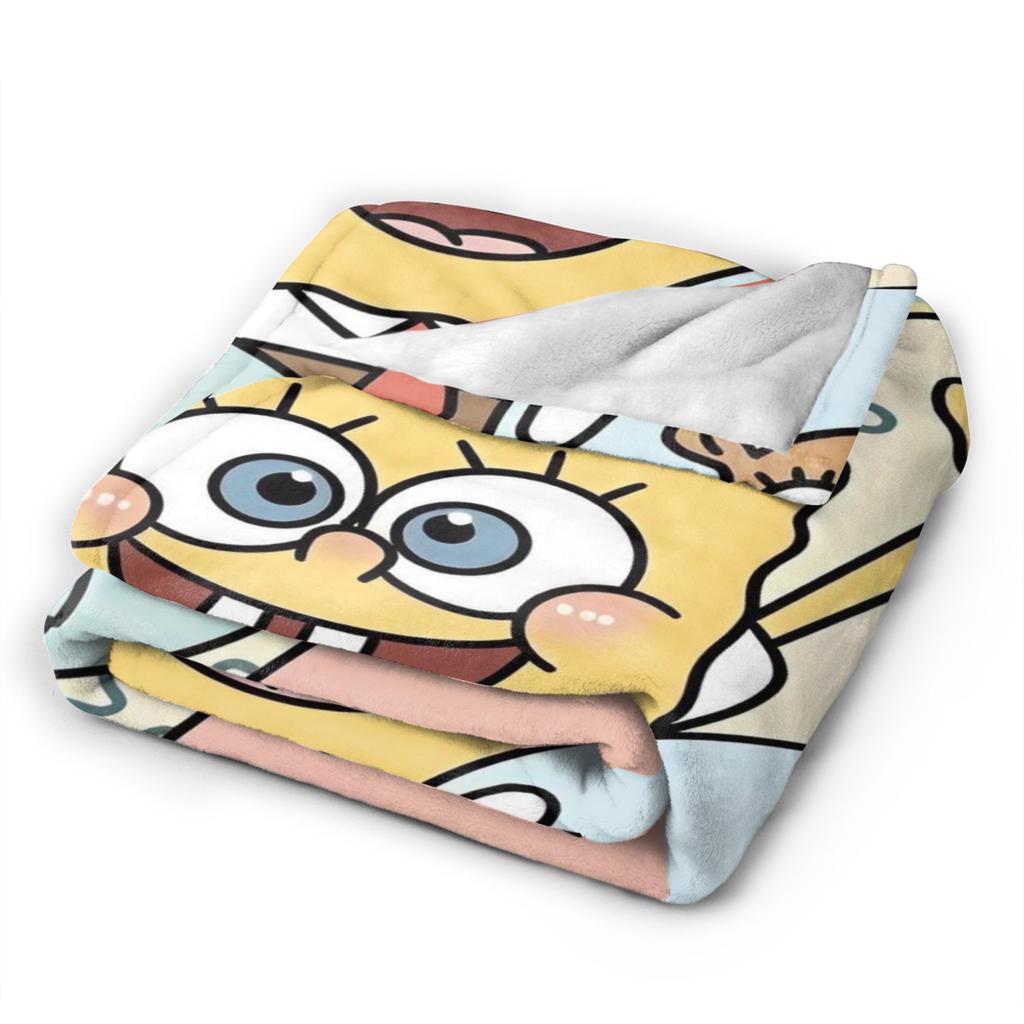 Cartoon Cute SpongeBob SquarePants Blankets Flannel Warm Throw Blanket for Bed Bed Rug