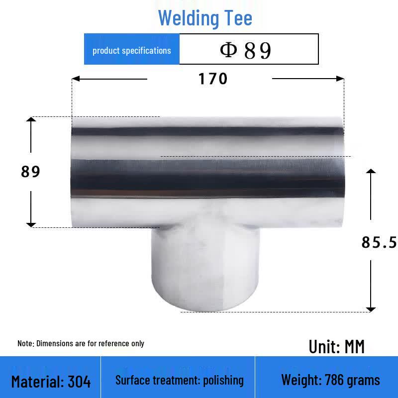 304 Stainless Steel Sanitary Welded Tee