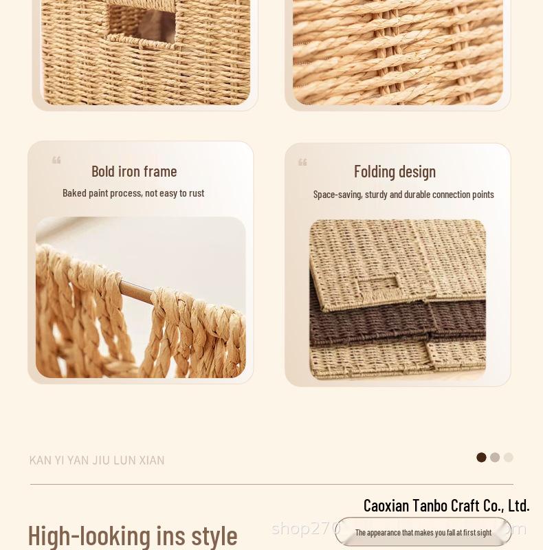 Foldable Rattan-Style Storage Basket for Home and Bedroom Organization