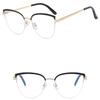 Women's Glasses Anti-Blue Light Fashion Personality Art Retro Cat Eye Metal Plain Glasses Driving Students' Street Shot Commuting Glasses