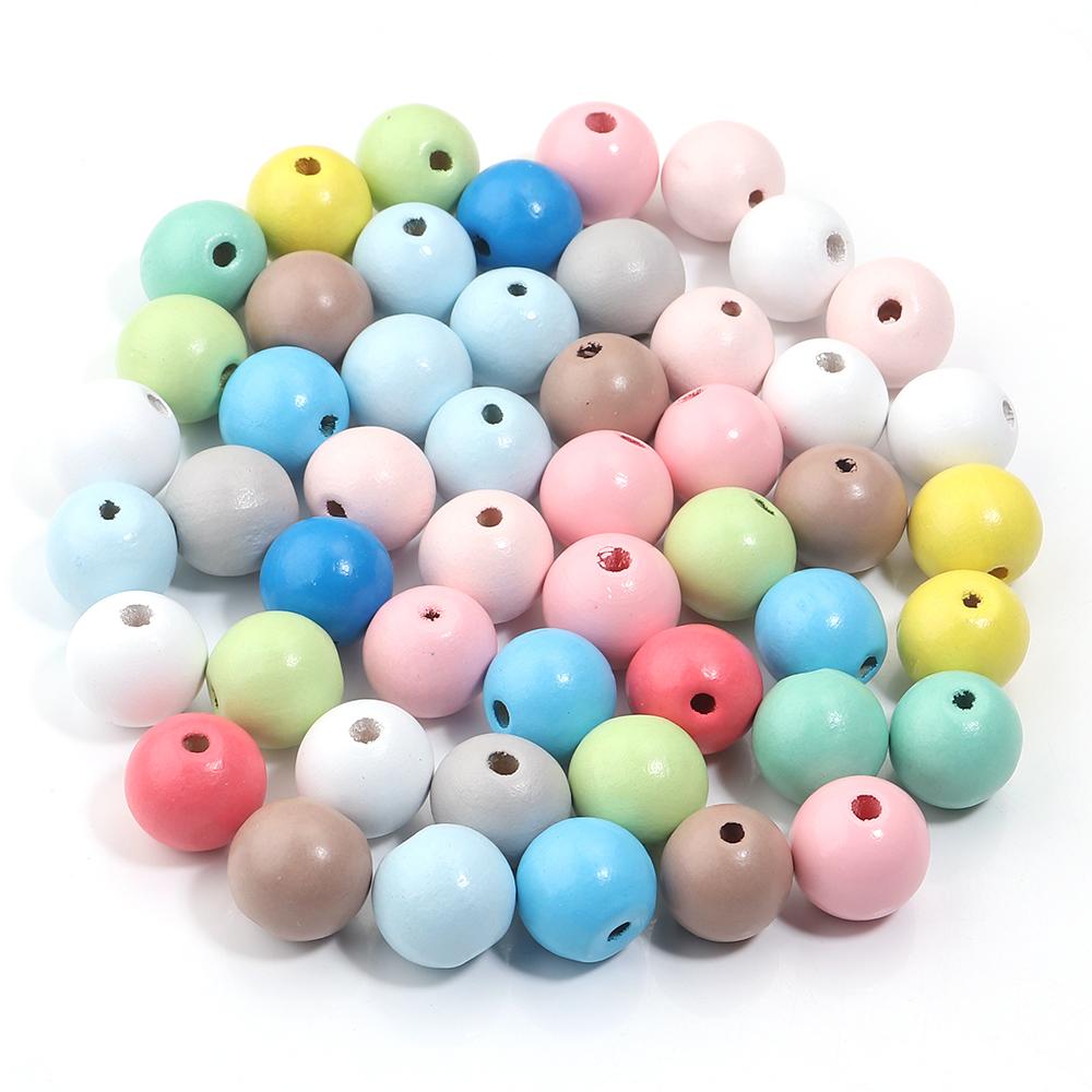 10-100pcs/lot 6-30mm Colorful Round Wooden Beads Loose Spacer Ball Wood Beads For DIY Phone Chains Bracelet Jewelry Accessories