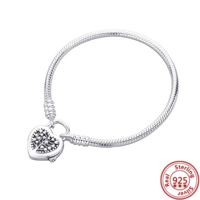 925 Sterling Silver Basic Snake Chain Fiori Blu Ondulato Slider Bracciali Adatti Originale Marchio Charms Donne Ragazza Fai da Te Creazione Gioielli